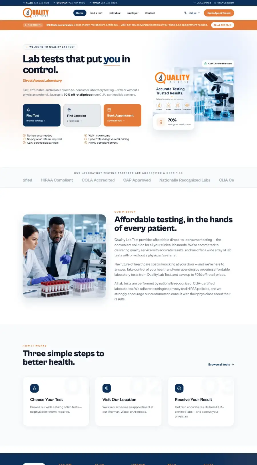 qualitylabtest.com homepage